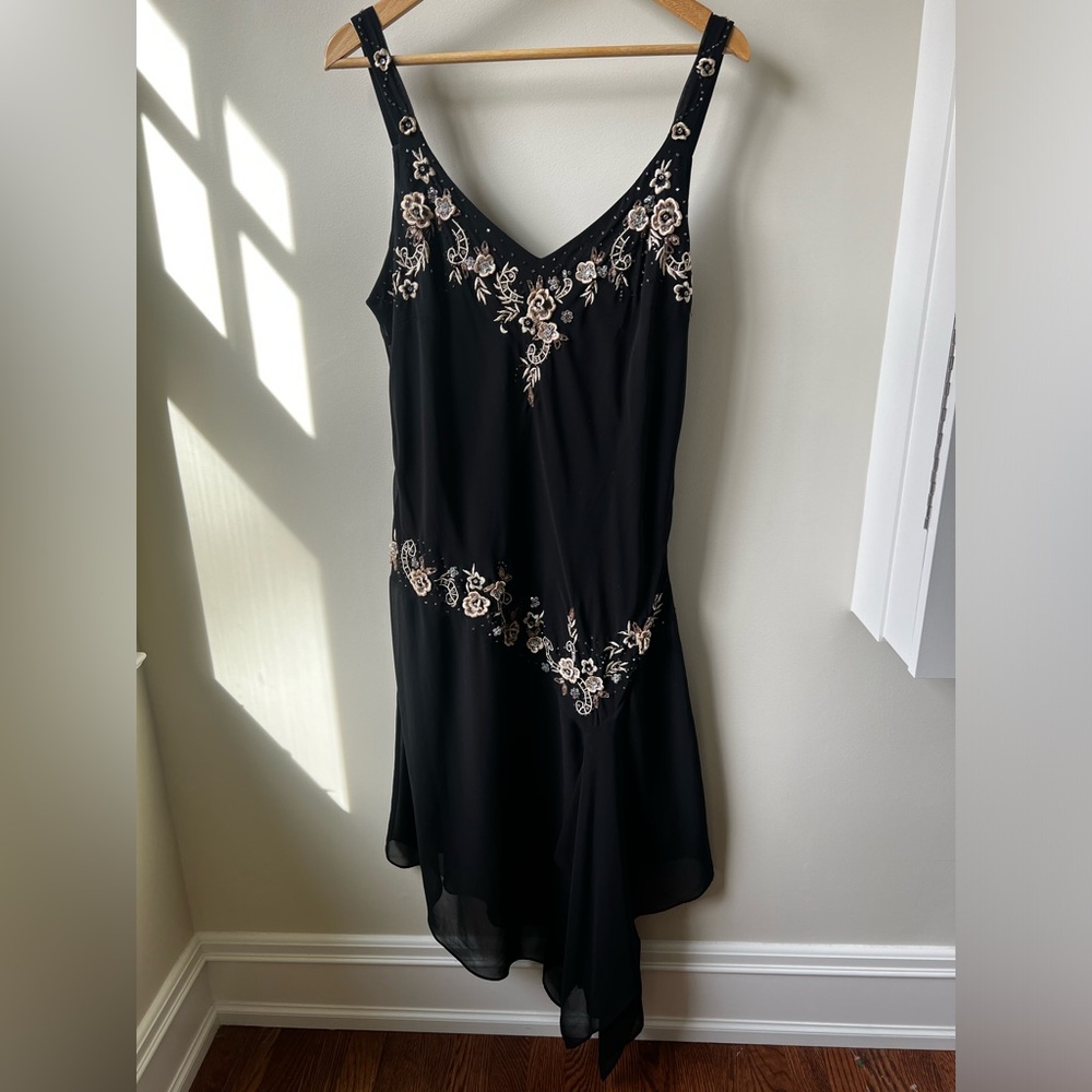 Whimsigoth Fairy Grunge Asymmetric Dress 3D Floral Embroidered Beaded Sequins 18 - Picture 2 of 9